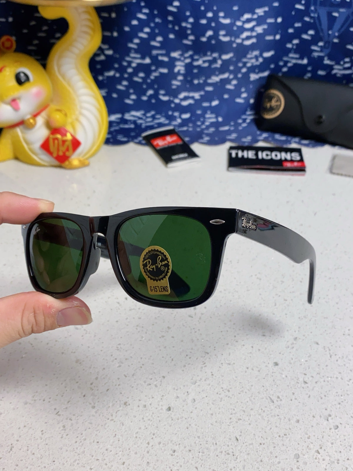Ray-Ban Acetate Square Green Lens Sunglasses for Men & Women - detail image 6