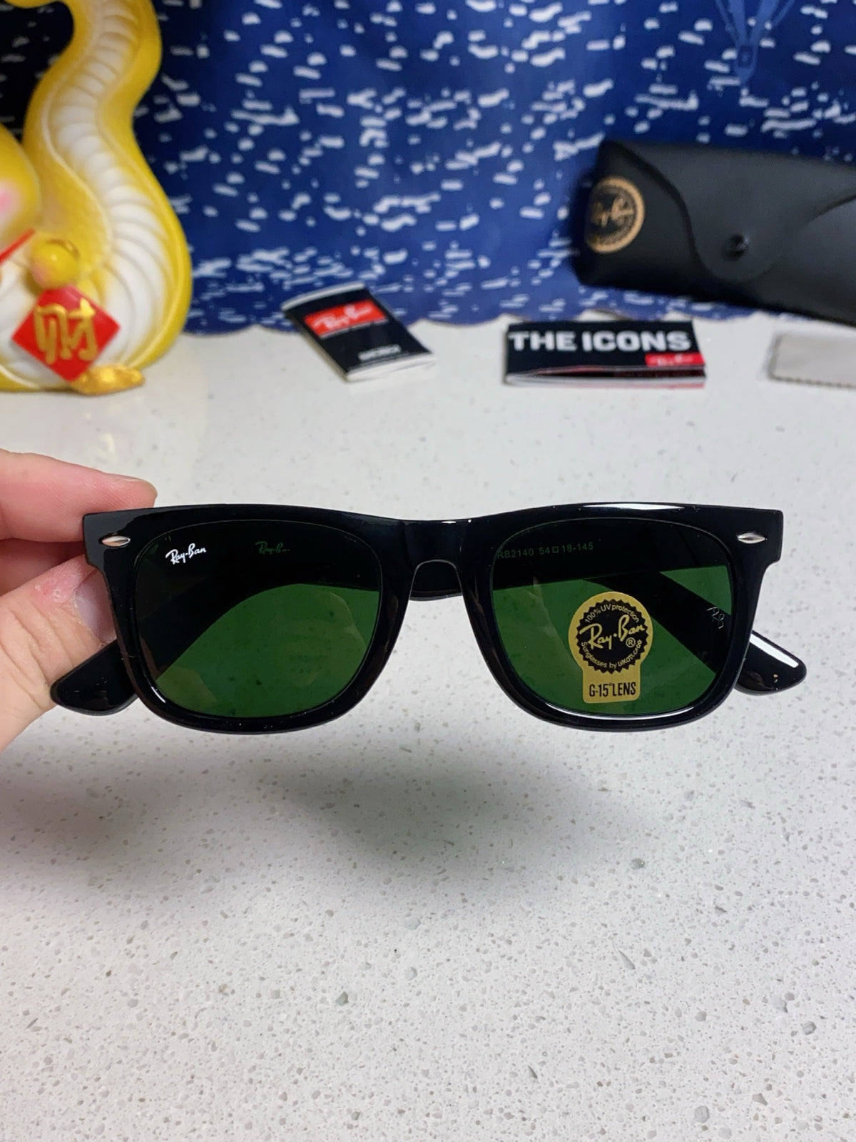 Ray-Ban Acetate Square Green Lens Sunglasses for Men & Women - detail image 4