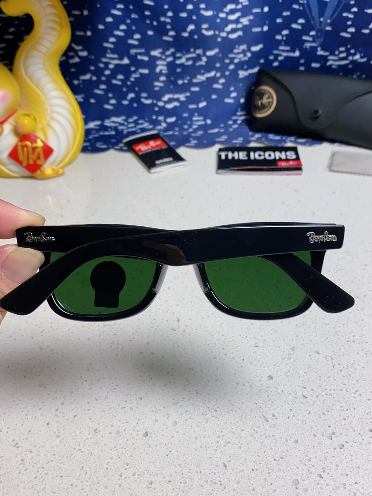 Ray-Ban Acetate Square Green Lens Sunglasses for Men & Women - detail image 5