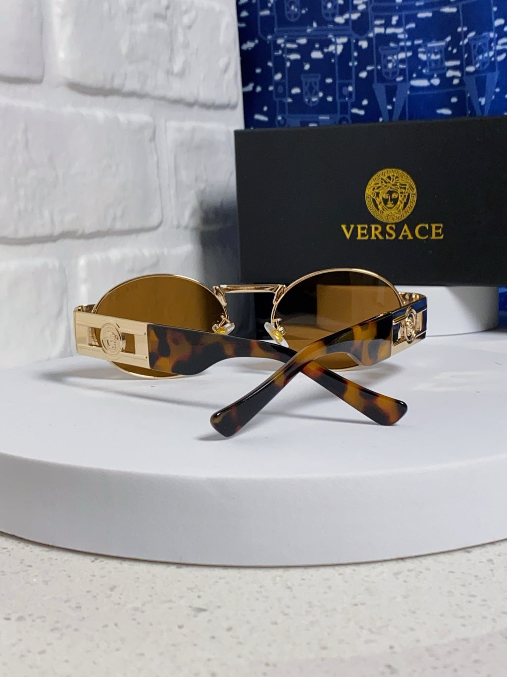 Versace Metal Oval Brown Lens Sunglasses for Men & Women - detail image 3