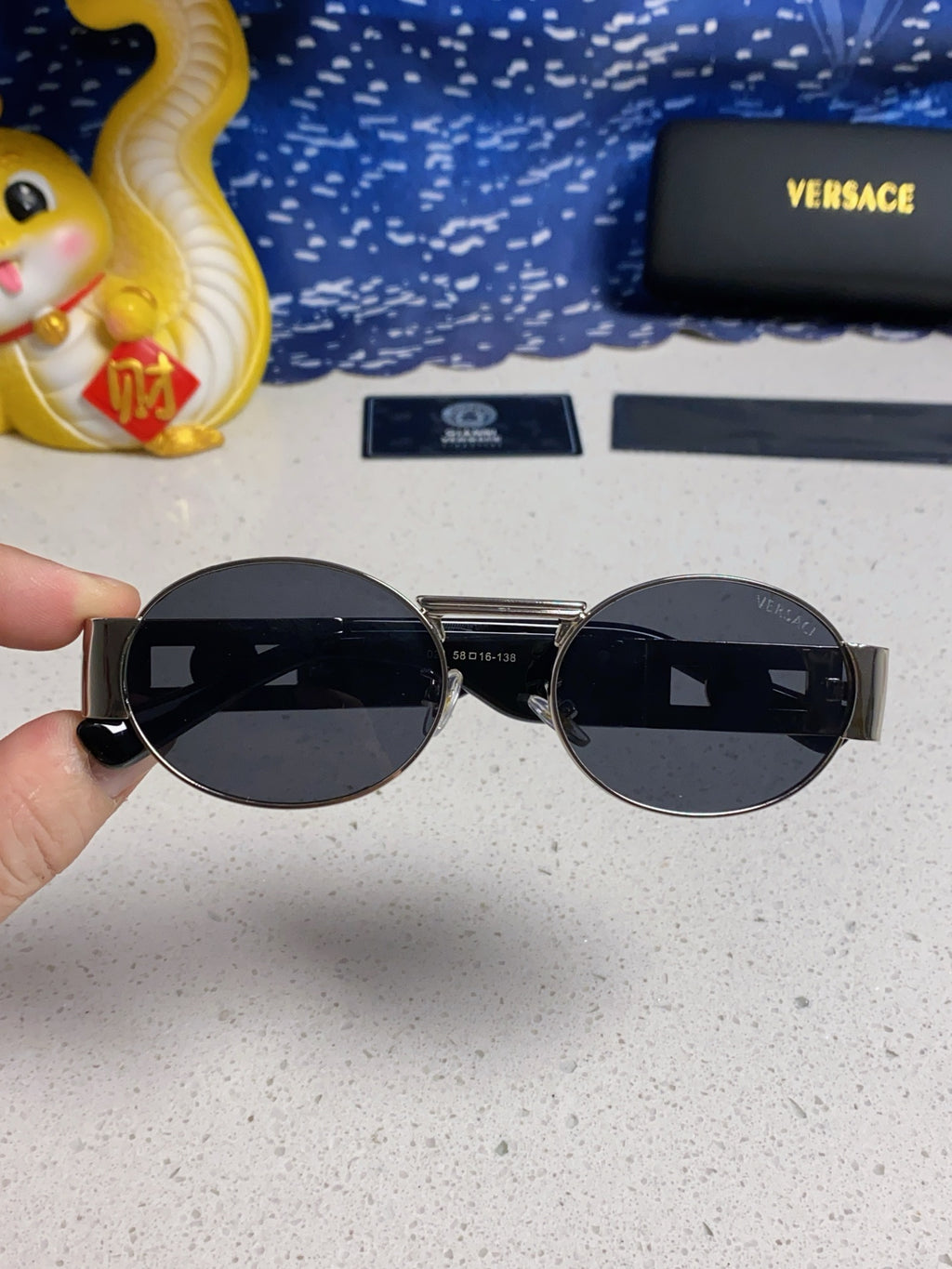 Versace Metal Oval Gray Lens Sunglasses for Men & Women - detail image 5