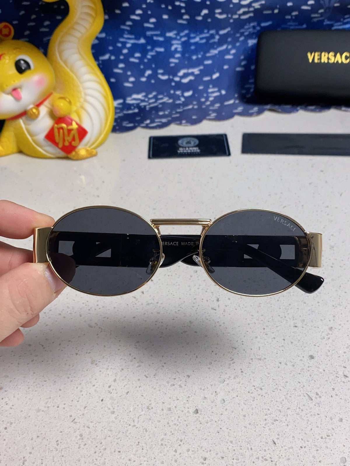 Versace Metal Oval Pink Lens Sunglasses for Men & Women - detail image 5