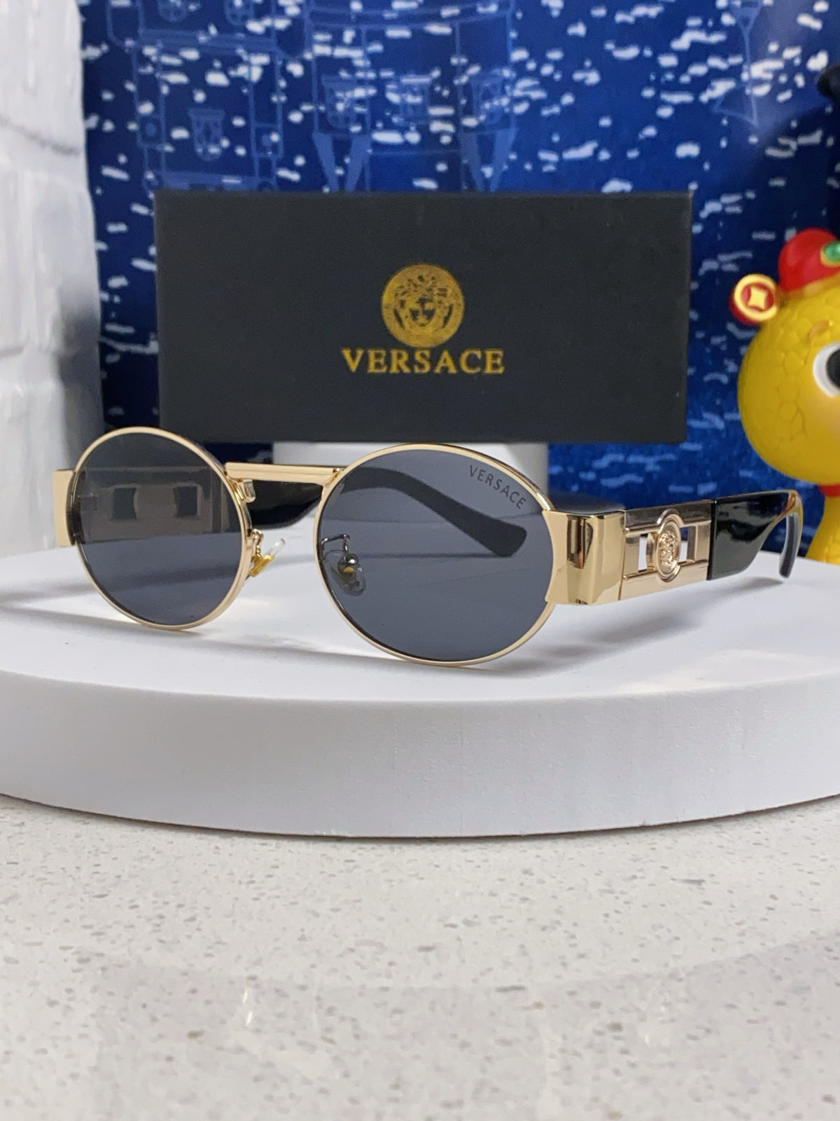 Versace Metal Oval Pink Lens Sunglasses for Men & Women - detail image 2