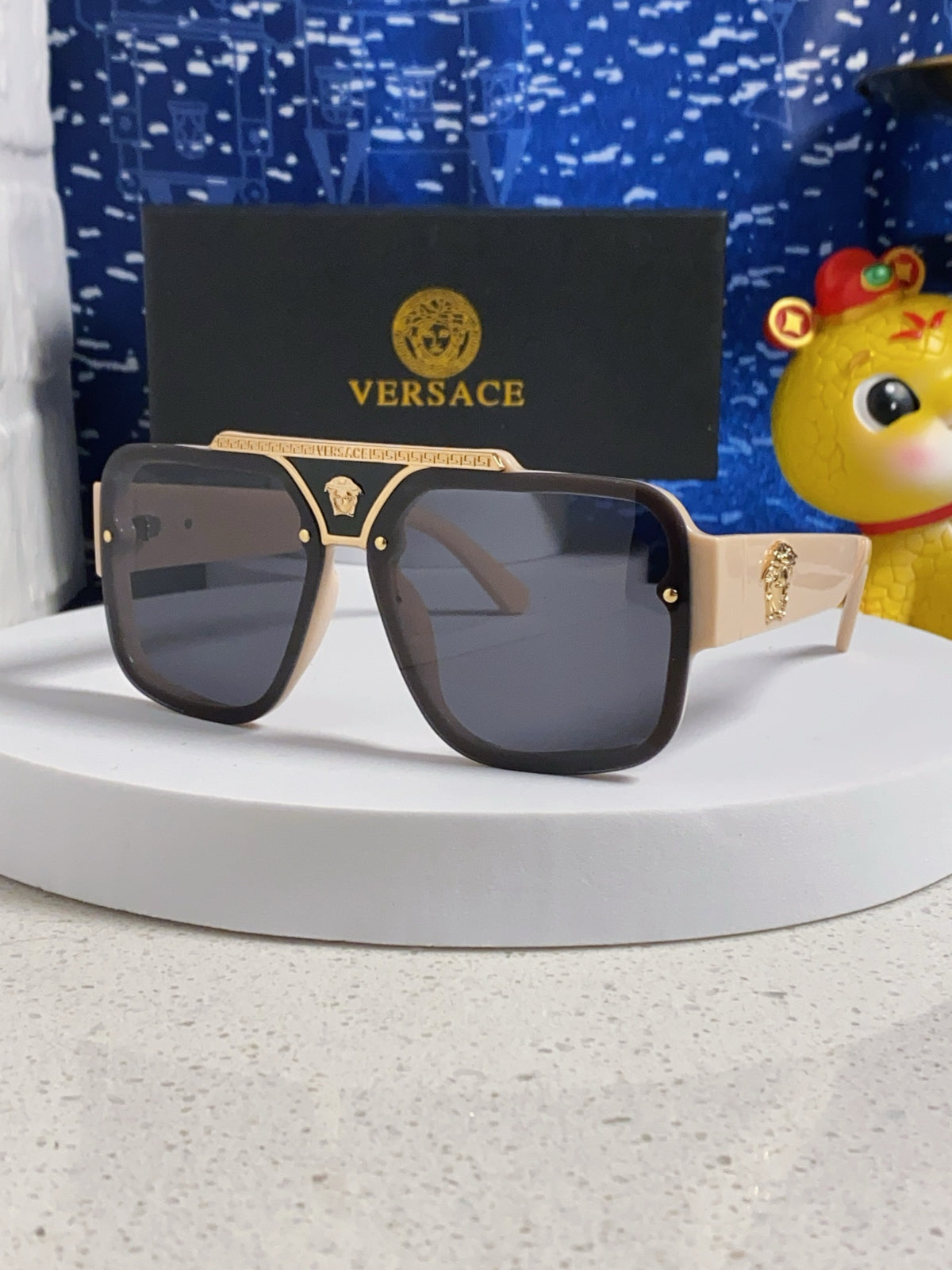 Versace Oversized Silver Lens Sunglasses for Men & Women - 358801
