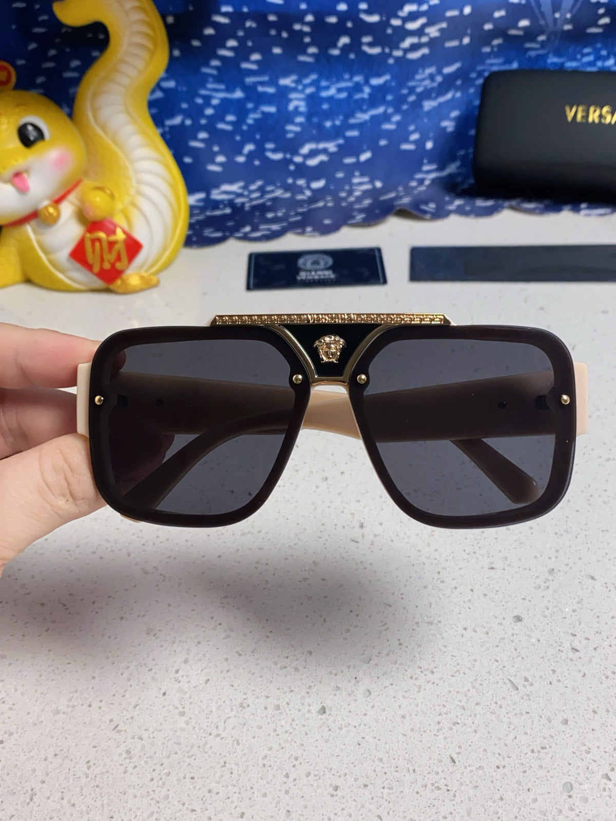 Versace Oversized Silver Lens Sunglasses for Men & Women - 487872 - detail image 4