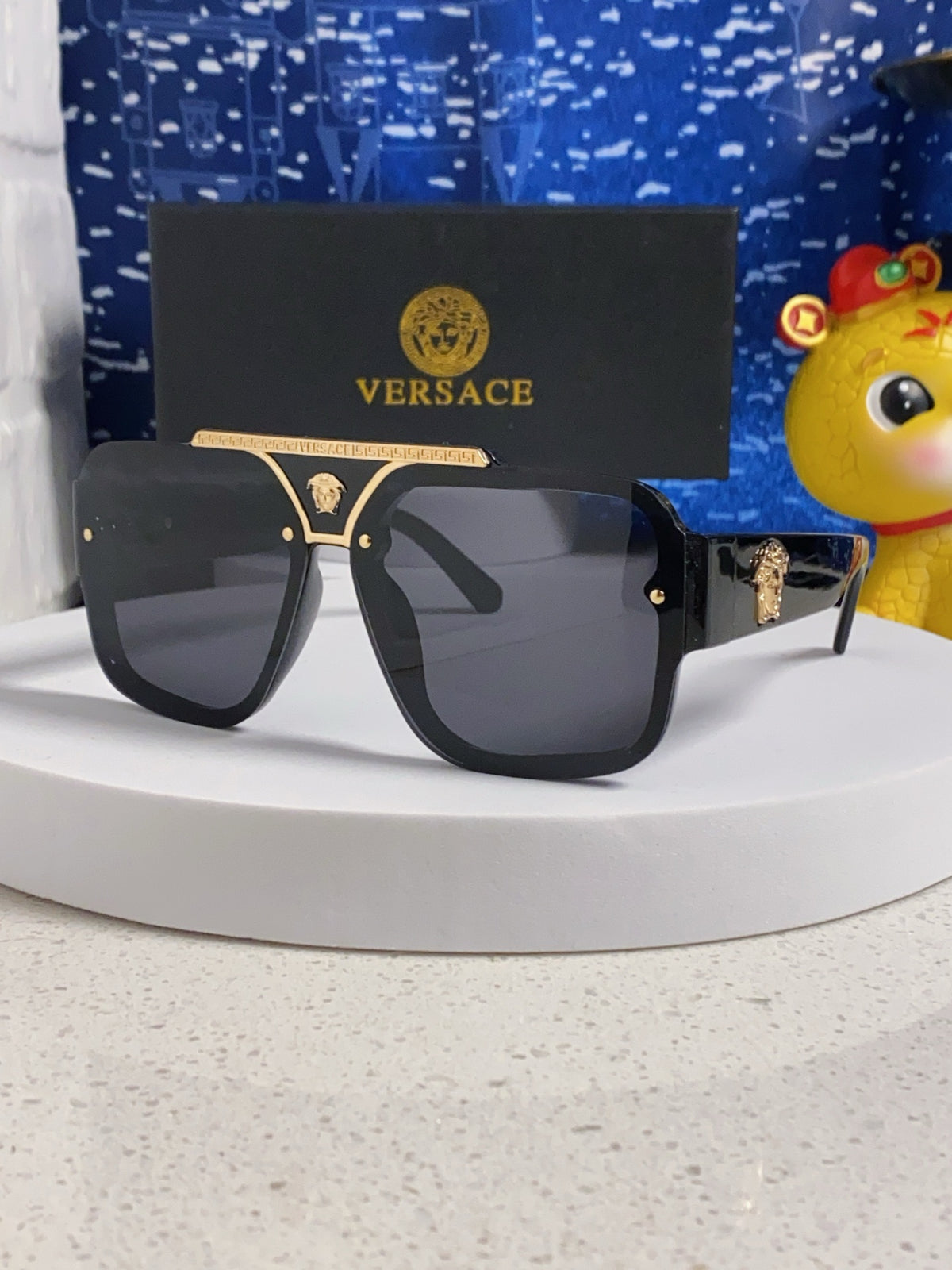 Versace Oversized Silver Lens Sunglasses for Men & Women - 487874