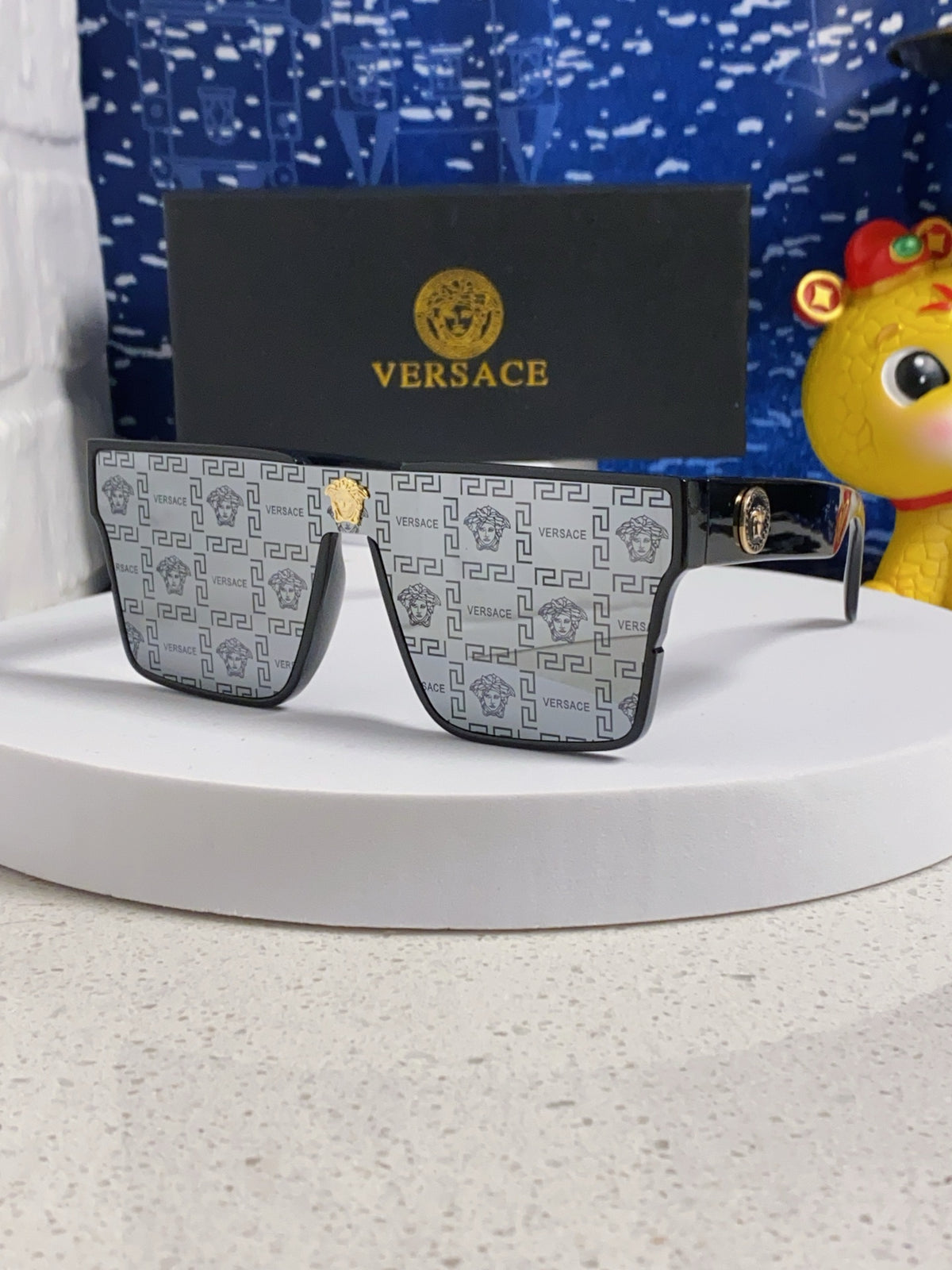 Versace Oversized Silver Lens Sunglasses for Men & Women - 358806
