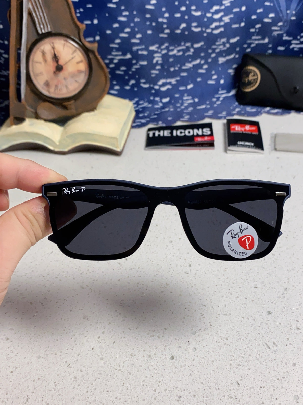 Ray-Ban RB4487 Polarized Acetate Square Silver Lens Sunglasses for Me - 372717 - detail image 4