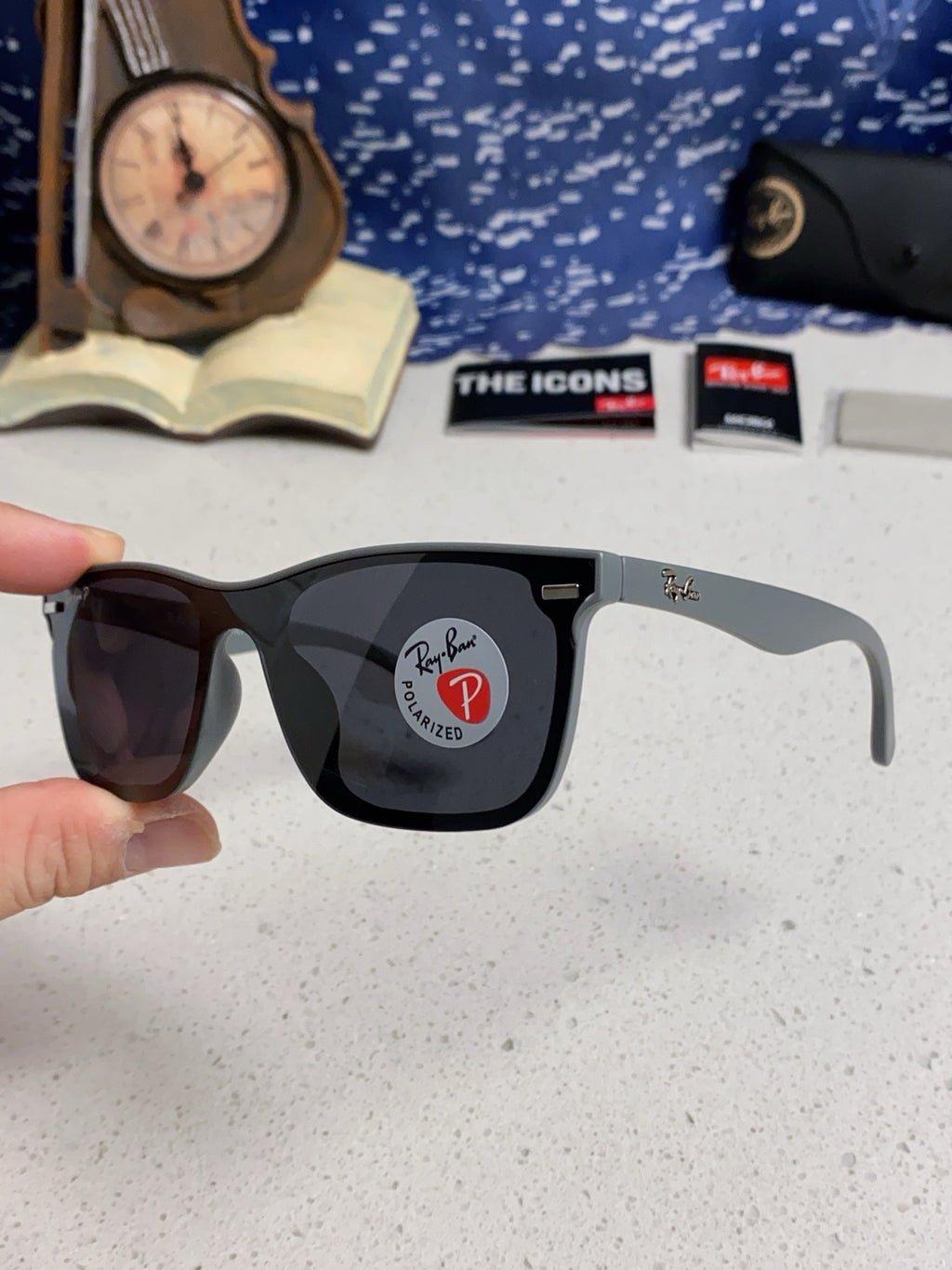 Ray-Ban RB4487 Polarized Acetate Square Silver Lens Sunglasses for Me - 372718 - detail image 6