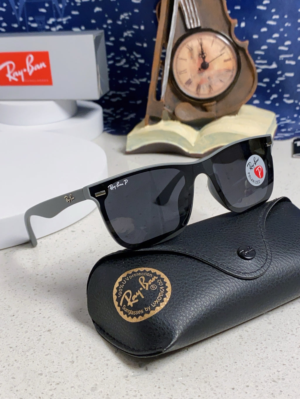 Ray-Ban RB4487 Polarized Acetate Square Silver Lens Sunglasses for Me - 372718 - detail image 10