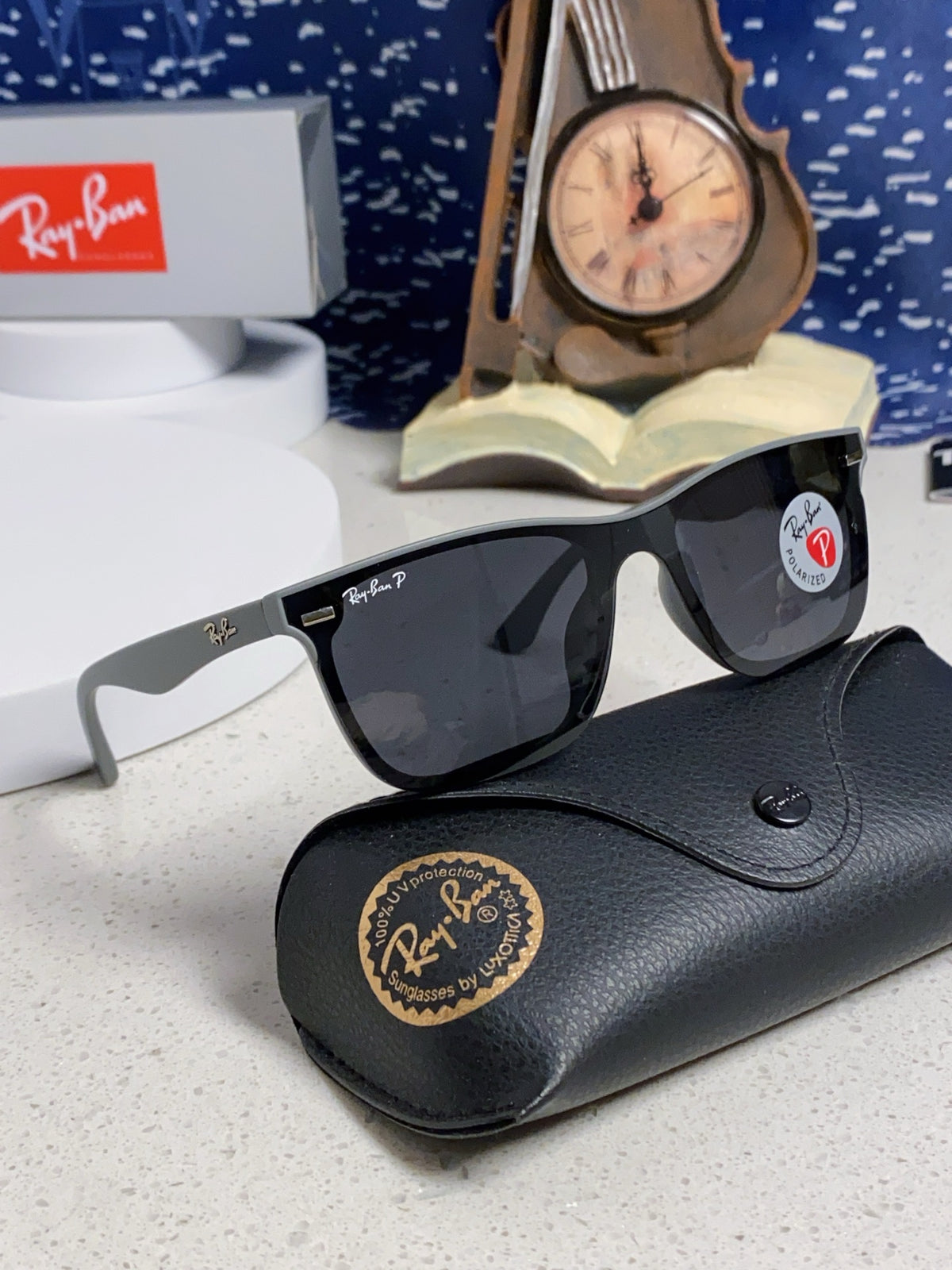 Ray-Ban RB4487 Polarized Acetate Square Silver Lens Sunglasses for Me - 372718 - detail image 10