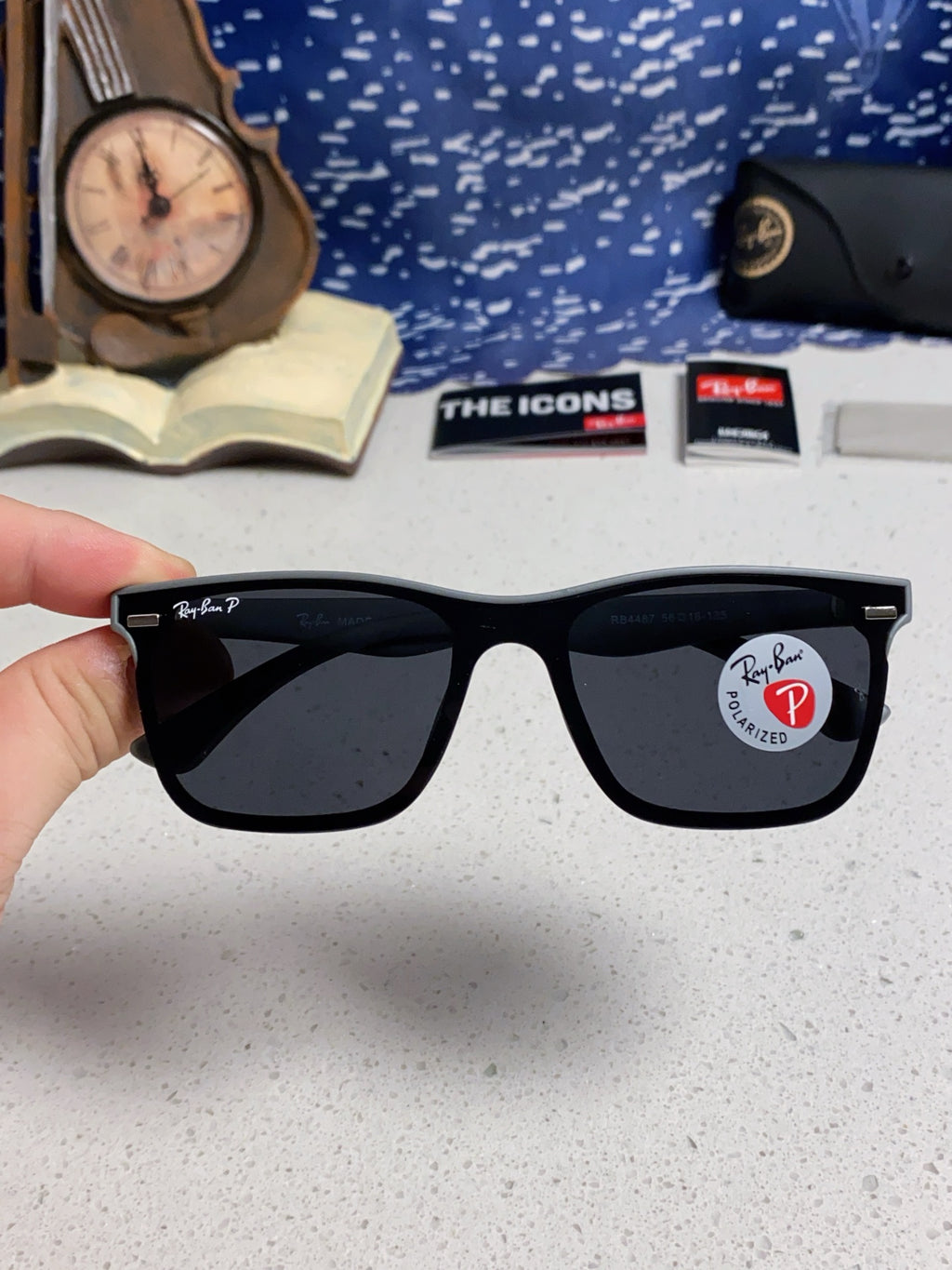 Ray-Ban RB4487 Polarized Acetate Square Silver Lens Sunglasses for Me - 372718 - detail image 4
