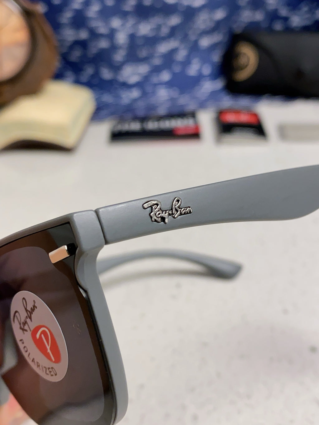 Ray-Ban RB4487 Polarized Acetate Square Silver Lens Sunglasses for Me - 372718 - detail image 7