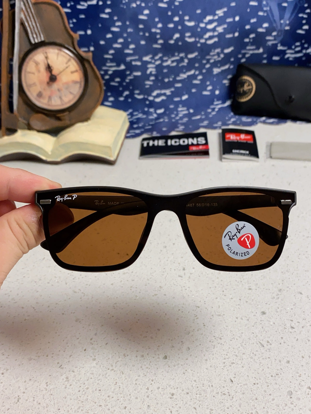 Ray-Ban RB4487 Polarized Acetate Square Brown Lens Sunglasses for Men & Women - detail image 4