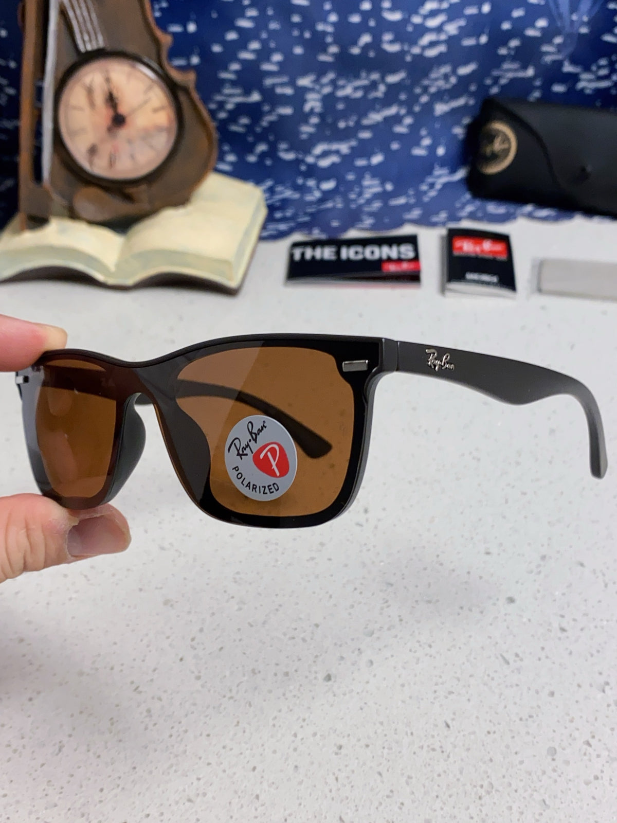 Ray-Ban RB4487 Polarized Acetate Square Brown Lens Sunglasses for Men & Women - detail image 6