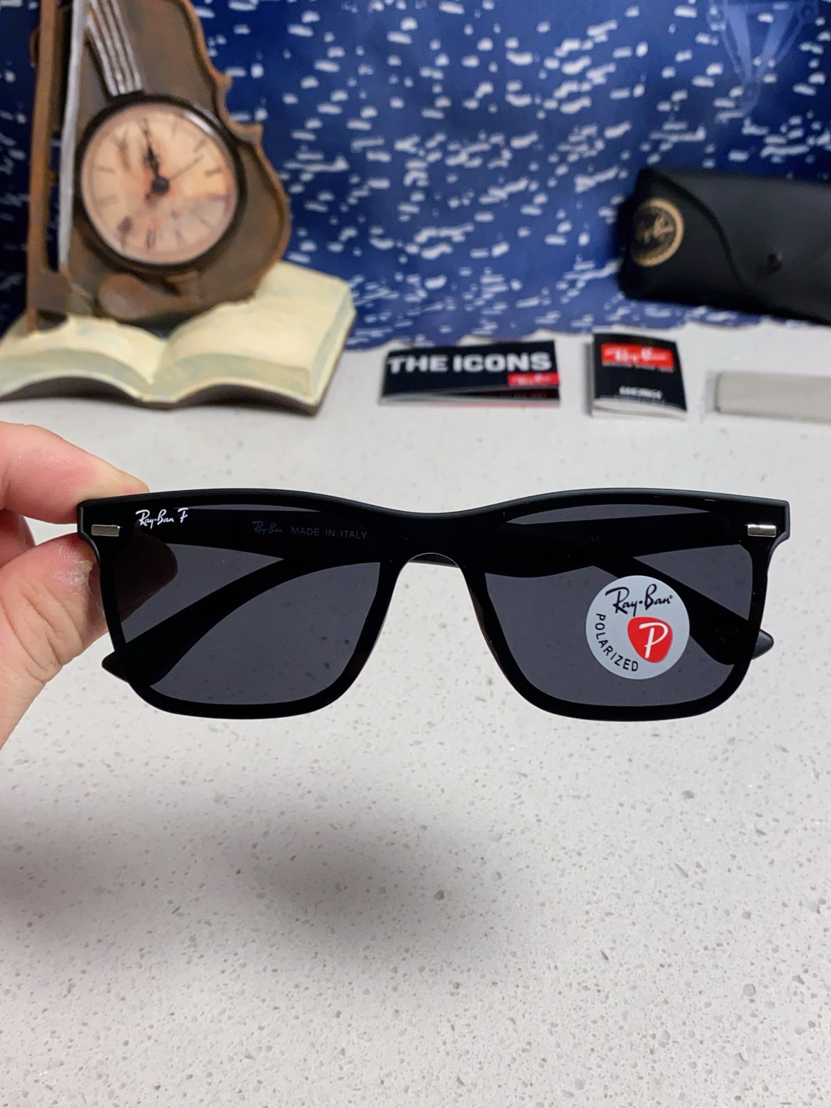 Ray-Ban RB4487 Polarized Acetate Square Silver Lens Sunglasses for Me - 372721 - detail image 4