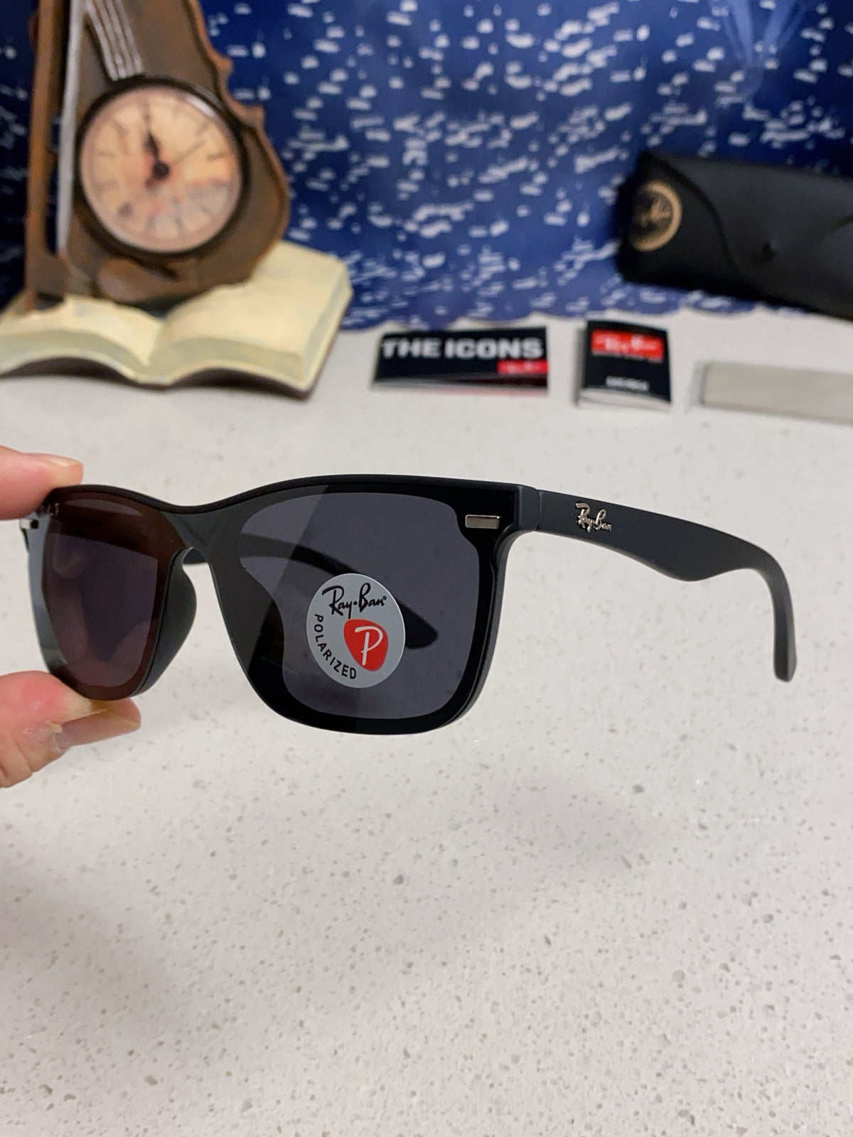 Ray-Ban RB4487 Polarized Acetate Square Silver Lens Sunglasses for Me - 372721 - detail image 6