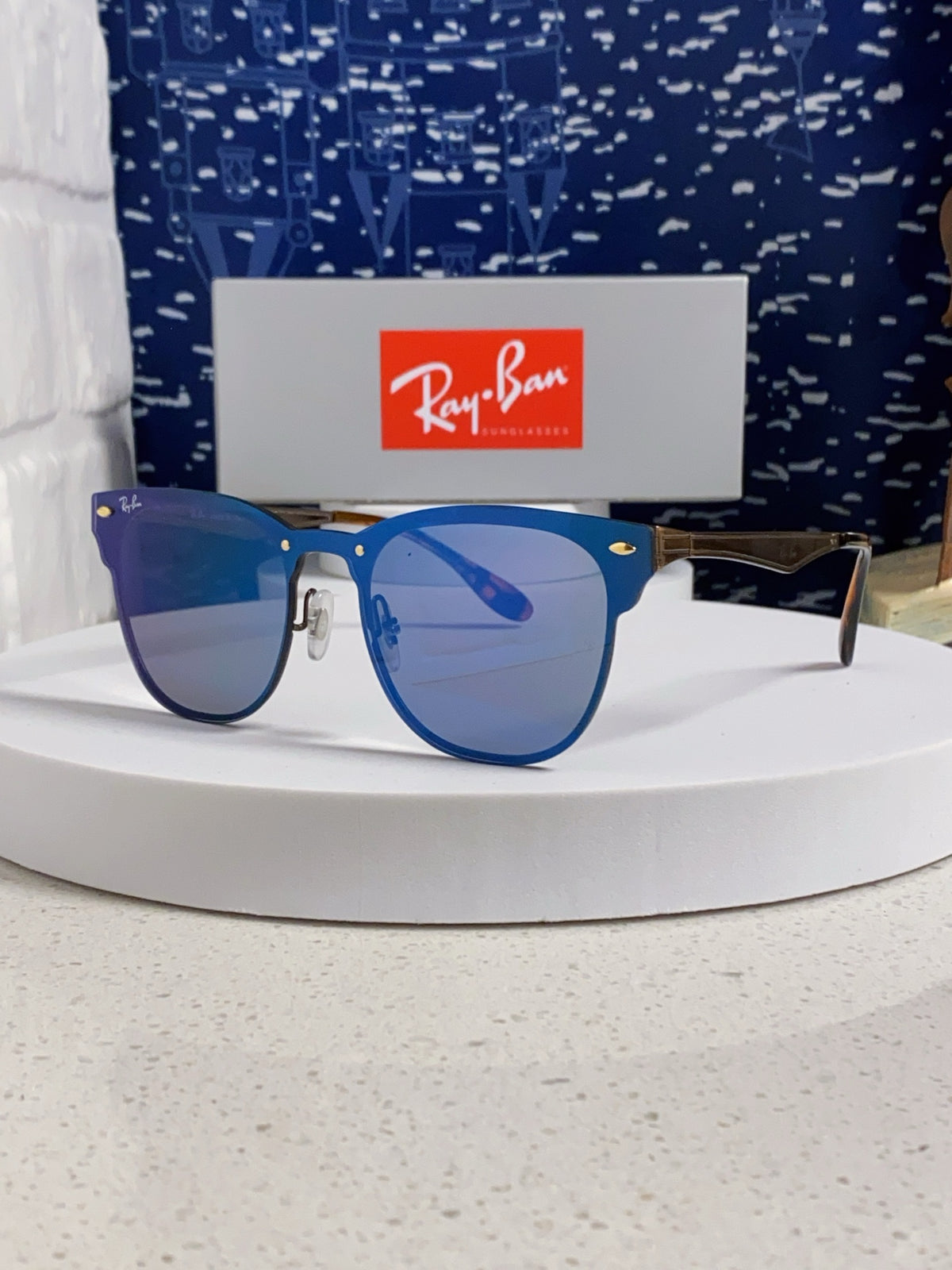 Ray-Ban RB3576 Lightweight Rimless Blue Lens Sunglasses for Men & Wom - 466509