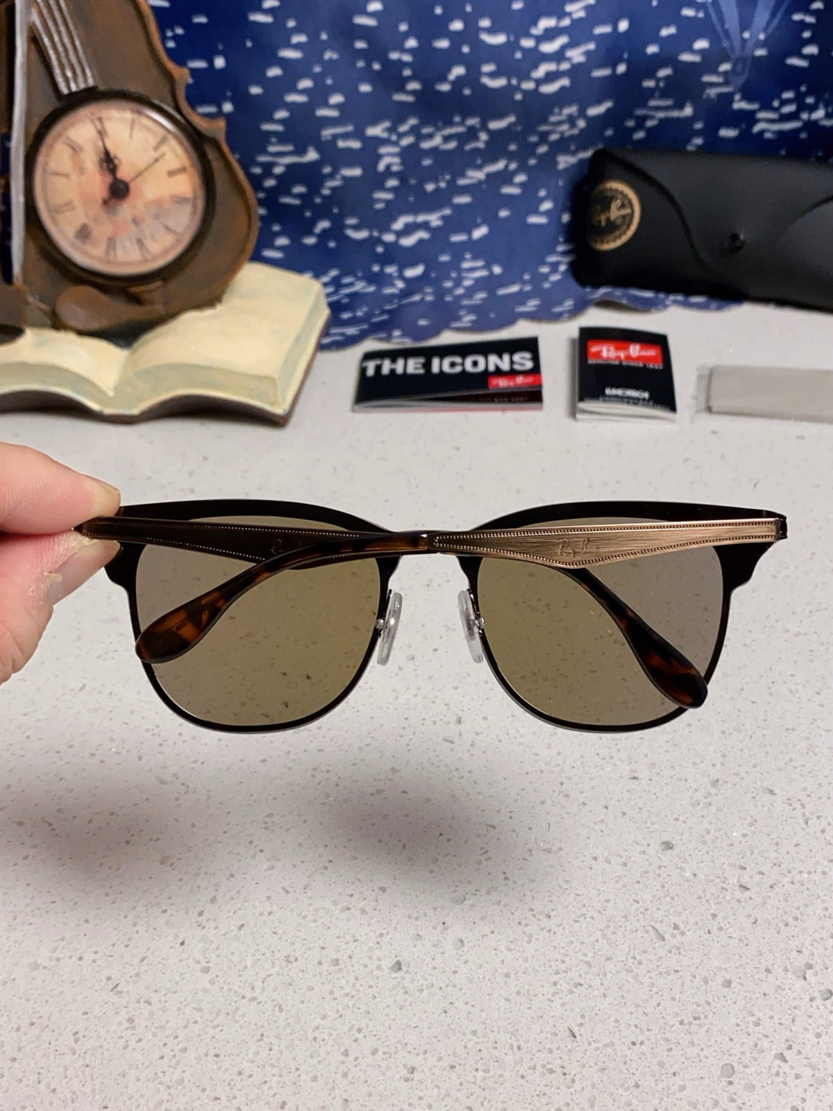 Ray-Ban RB3576 Lightweight Rimless Blue Lens Sunglasses for Men & Wom - 466509 - detail image 5