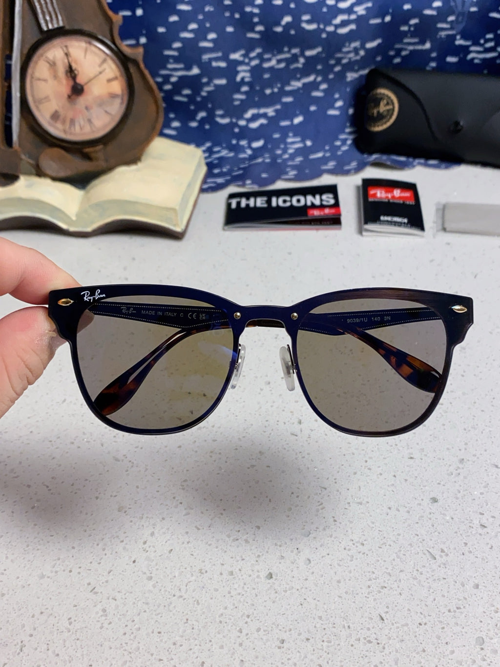 Ray-Ban RB3576 Lightweight Rimless Blue Lens Sunglasses for Men & Wom - 466509 - detail image 4