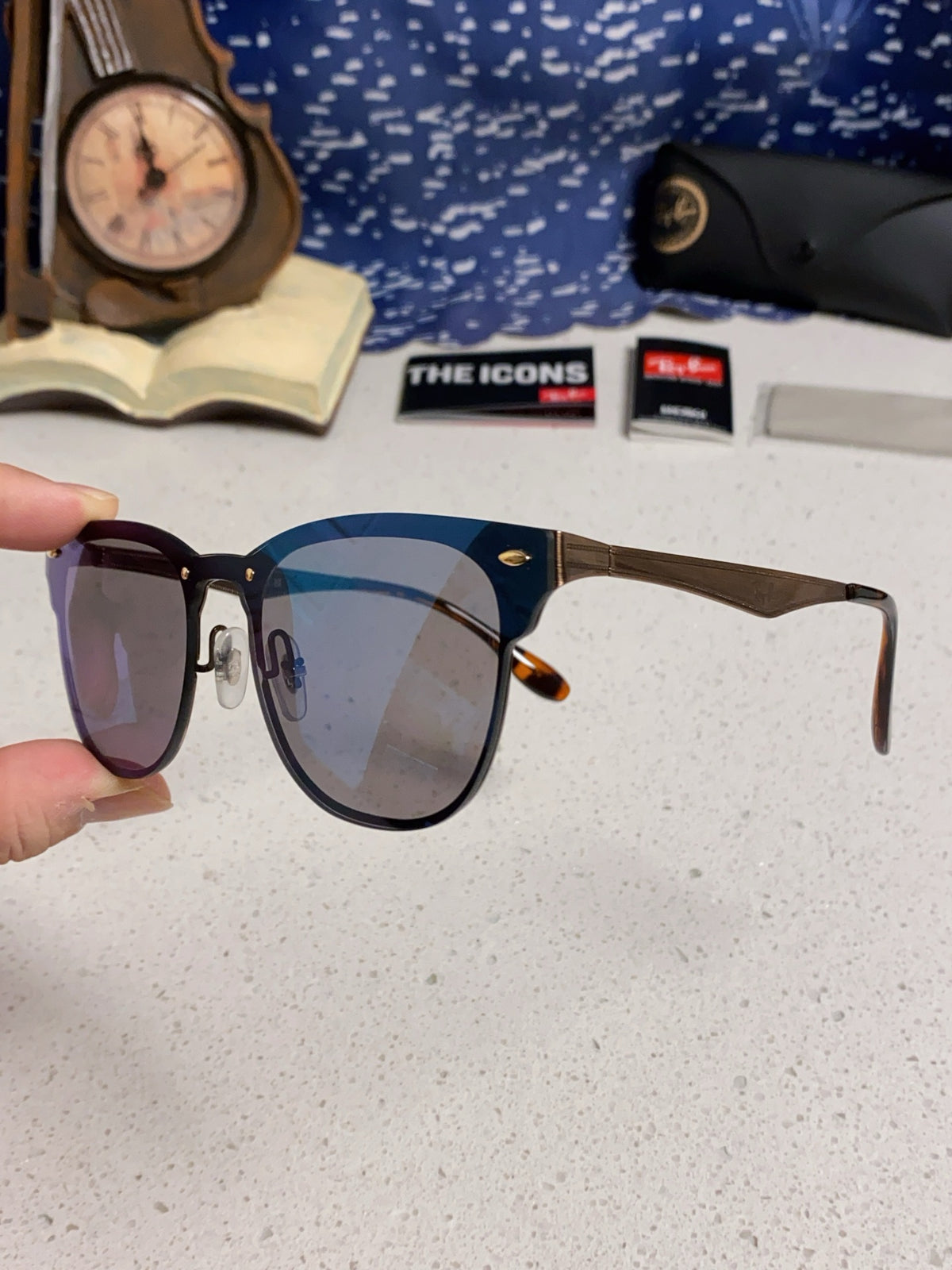 Ray-Ban RB3576 Lightweight Rimless Blue Lens Sunglasses for Men & Wom - 466509 - detail image 6