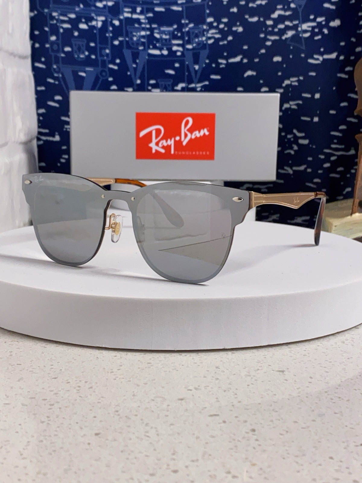 Ray-Ban RB3576 Lightweight Rimless Silver Lens Sunglasses for Men & W - 466508