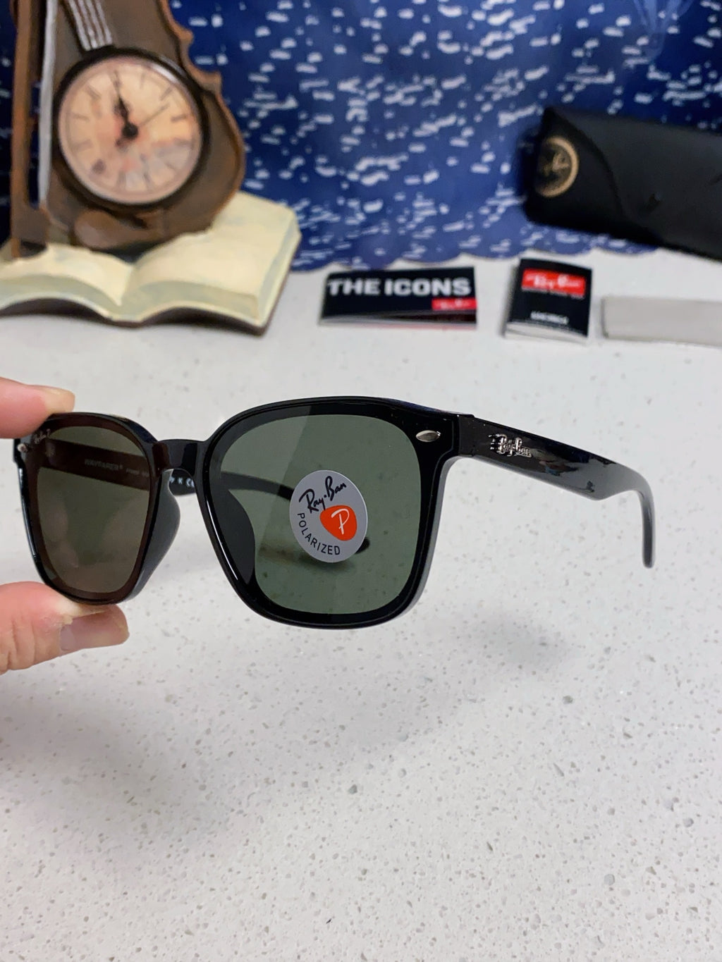 Ray-Ban RB4392 Square Silver Lens Sunglasses for Men & Women - detail image 6
