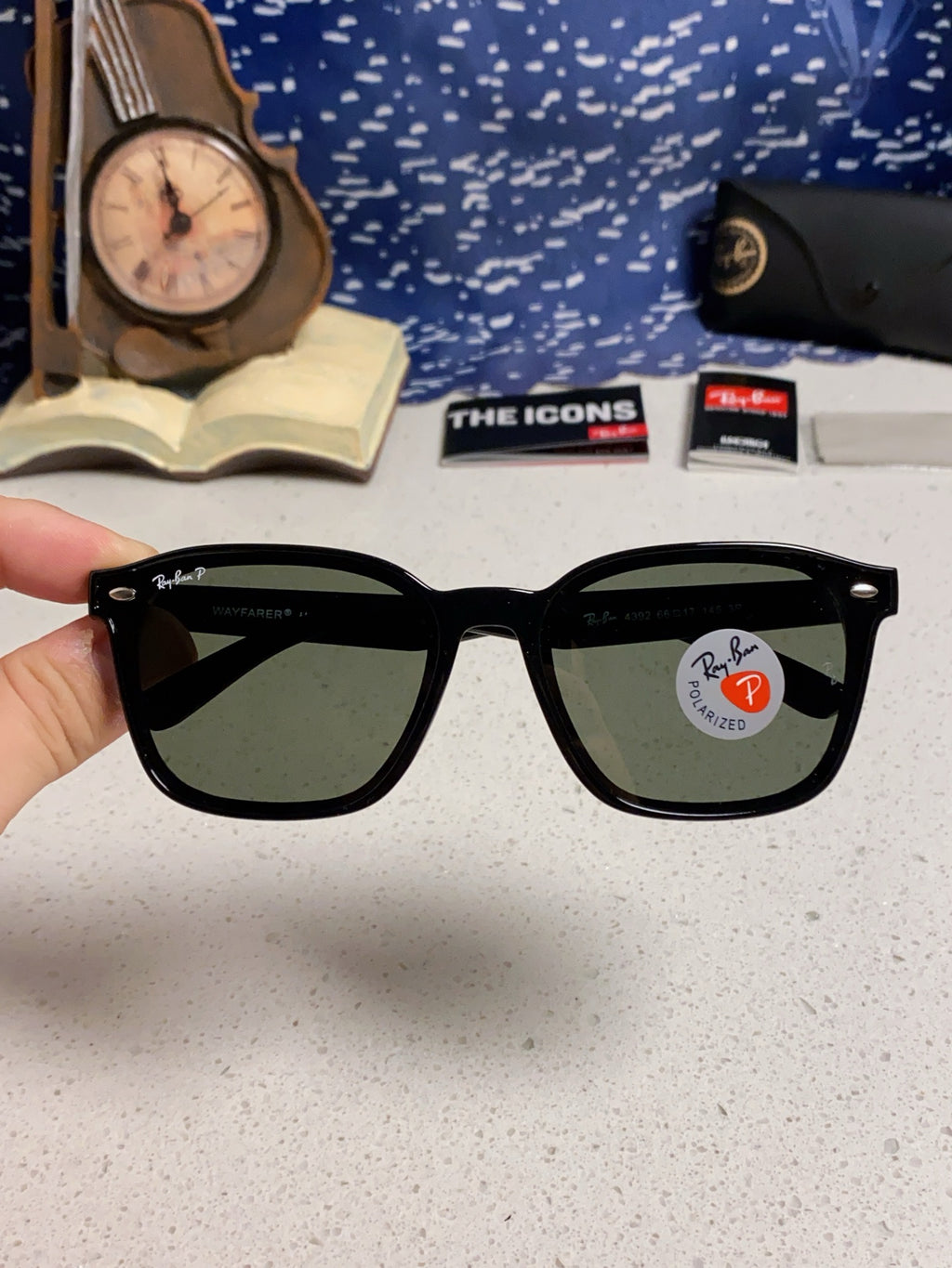 Ray-Ban RB4392 Square Silver Lens Sunglasses for Men & Women - detail image 4