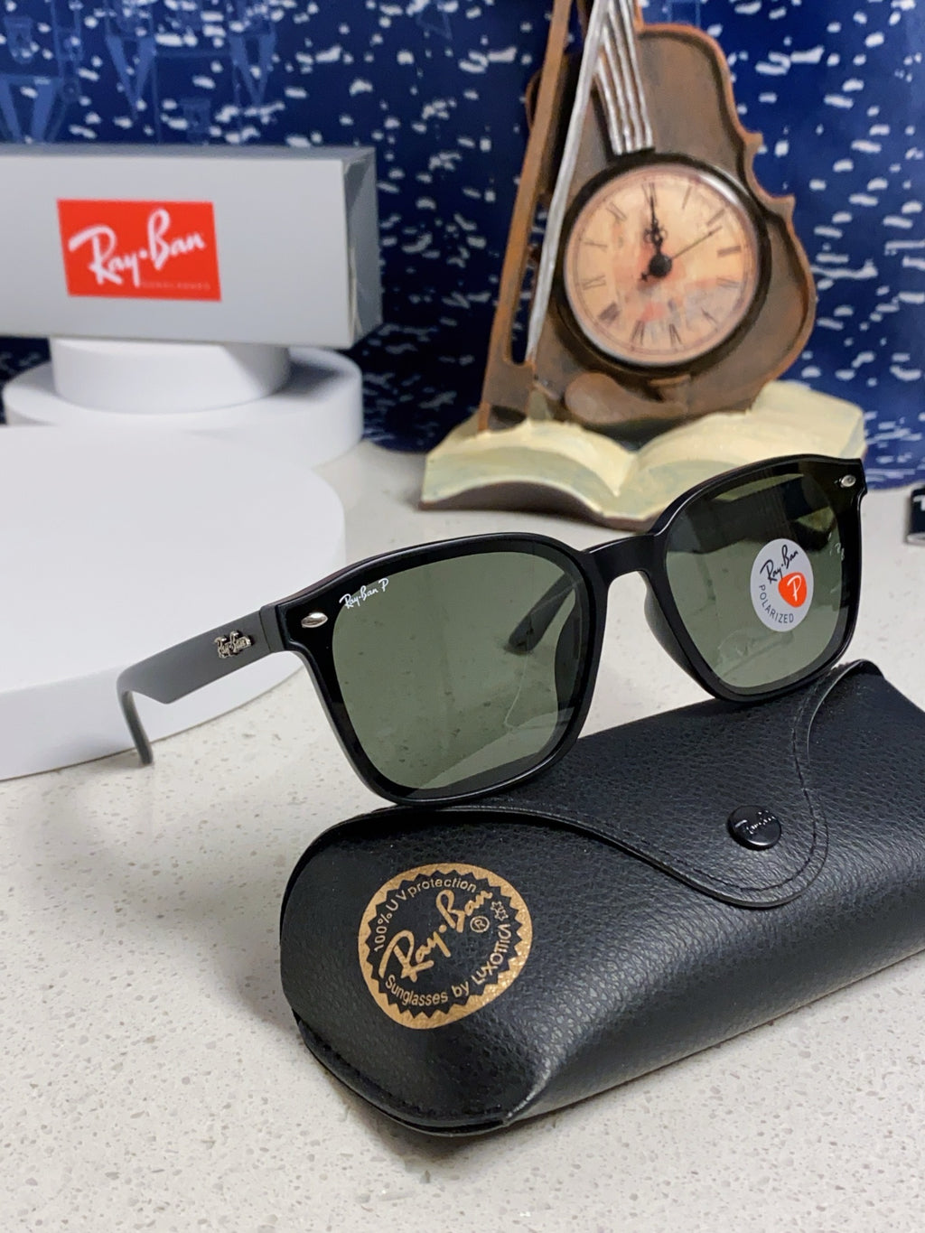 Ray-Ban RB4392 Square Black Lens Sunglasses for Men & Women - detail image 11