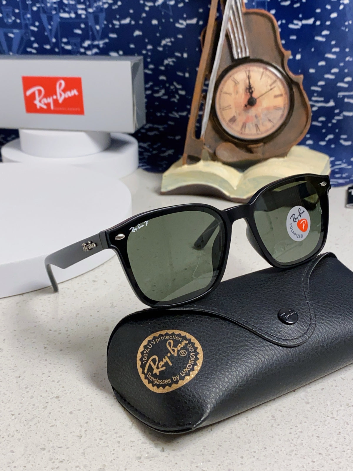 Ray-Ban RB4392 Square Black Lens Sunglasses for Men & Women - detail image 11