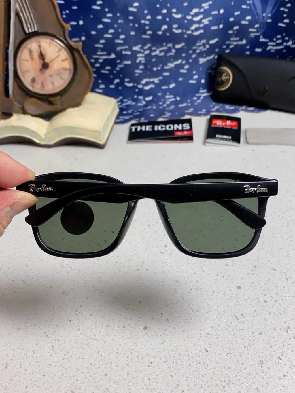 Ray-Ban RB4392 Square Black Lens Sunglasses for Men & Women - detail image 6