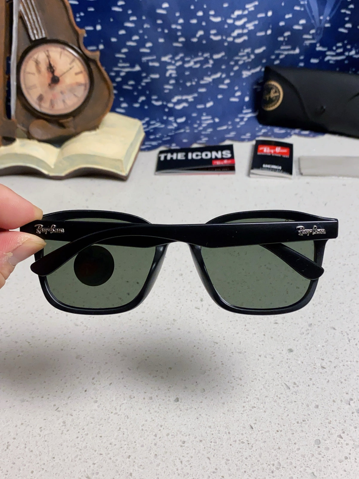 Ray-Ban RB4392 Square Black Lens Sunglasses for Men & Women - detail image 6