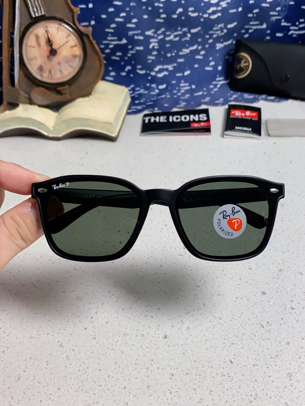 Ray-Ban RB4392 Square Black Lens Sunglasses for Men & Women - detail image 5