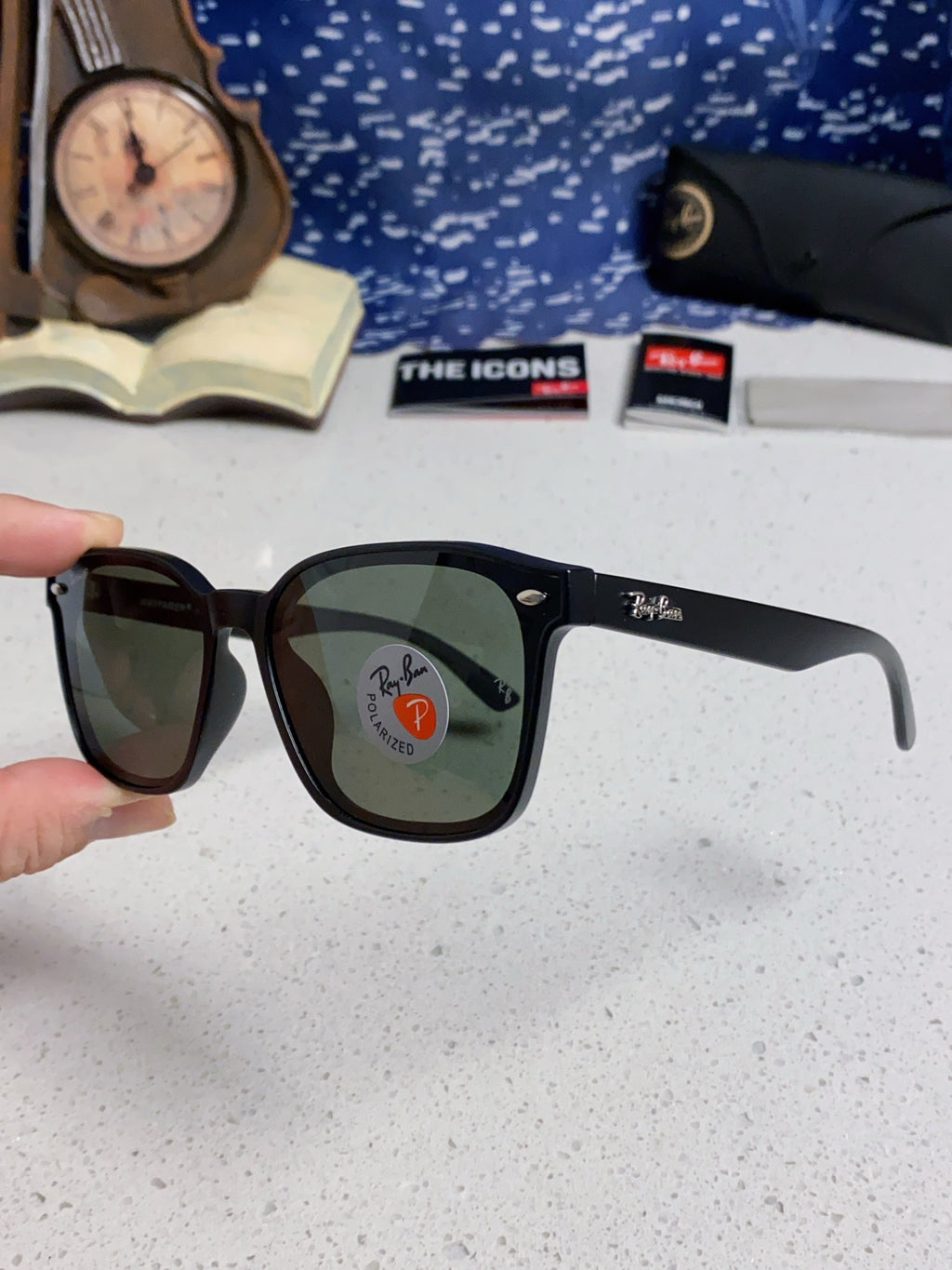 Ray-Ban RB4392 Square Black Lens Sunglasses for Men & Women - detail image 7