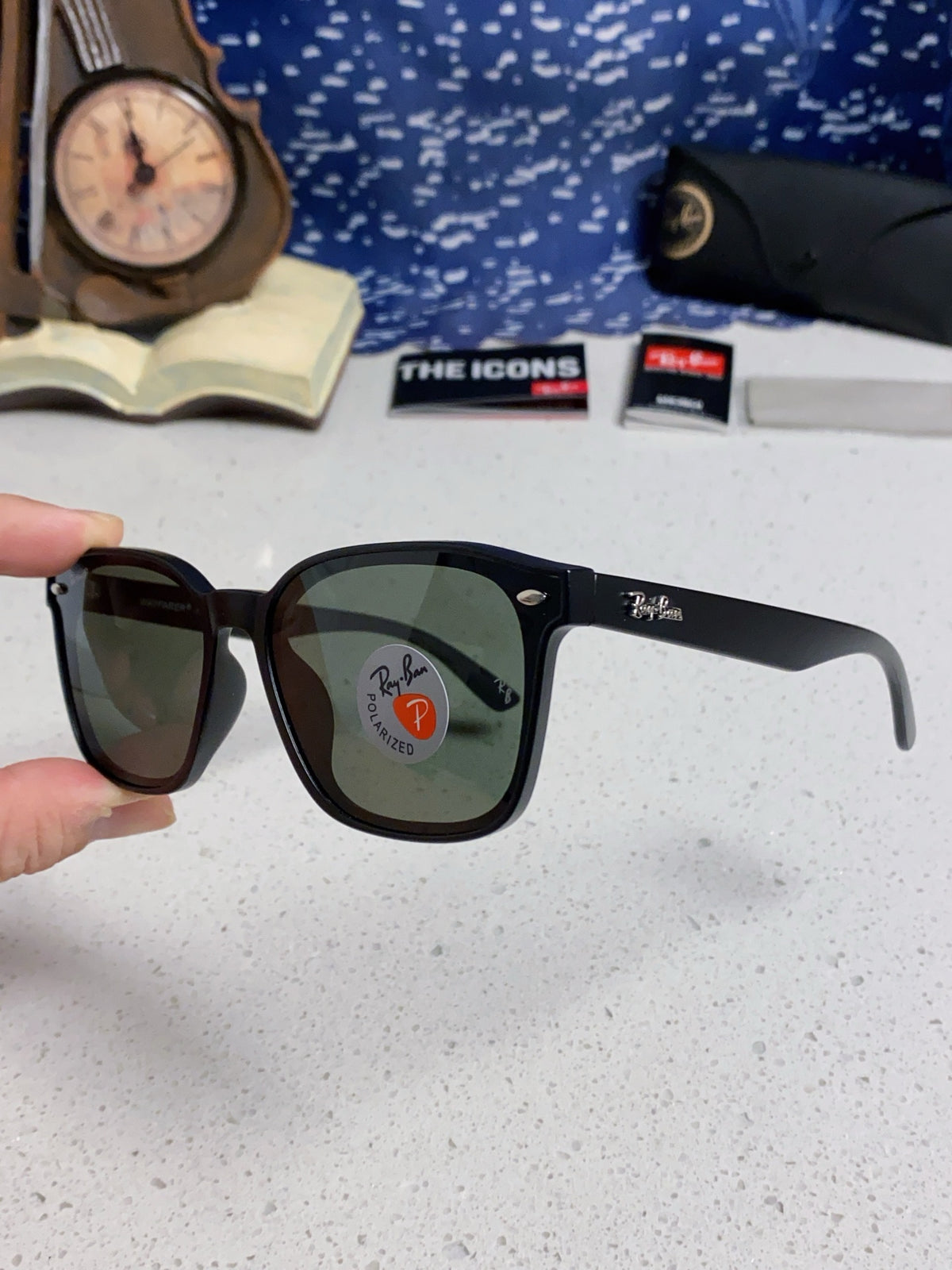 Ray-Ban RB4392 Square Black Lens Sunglasses for Men & Women - detail image 7