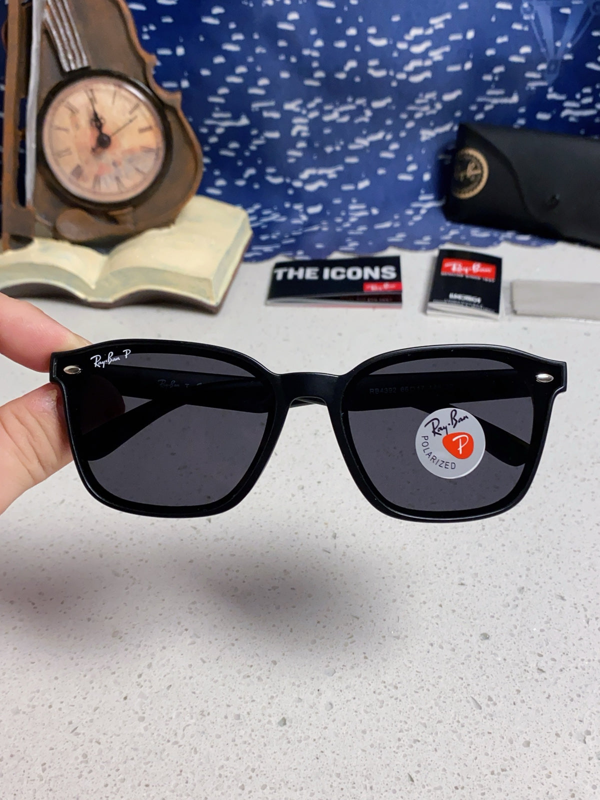 Ray-Ban RB4392 Square Gold Lens Sunglasses for Men & Women - detail image 5