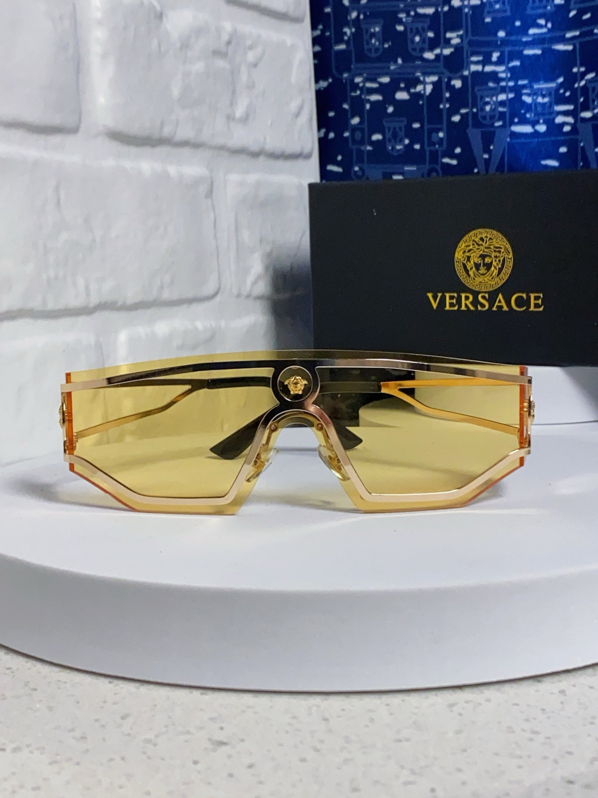 Versace Metal Oversized Gold Lens Sunglasses for Men & Women - detail image 2