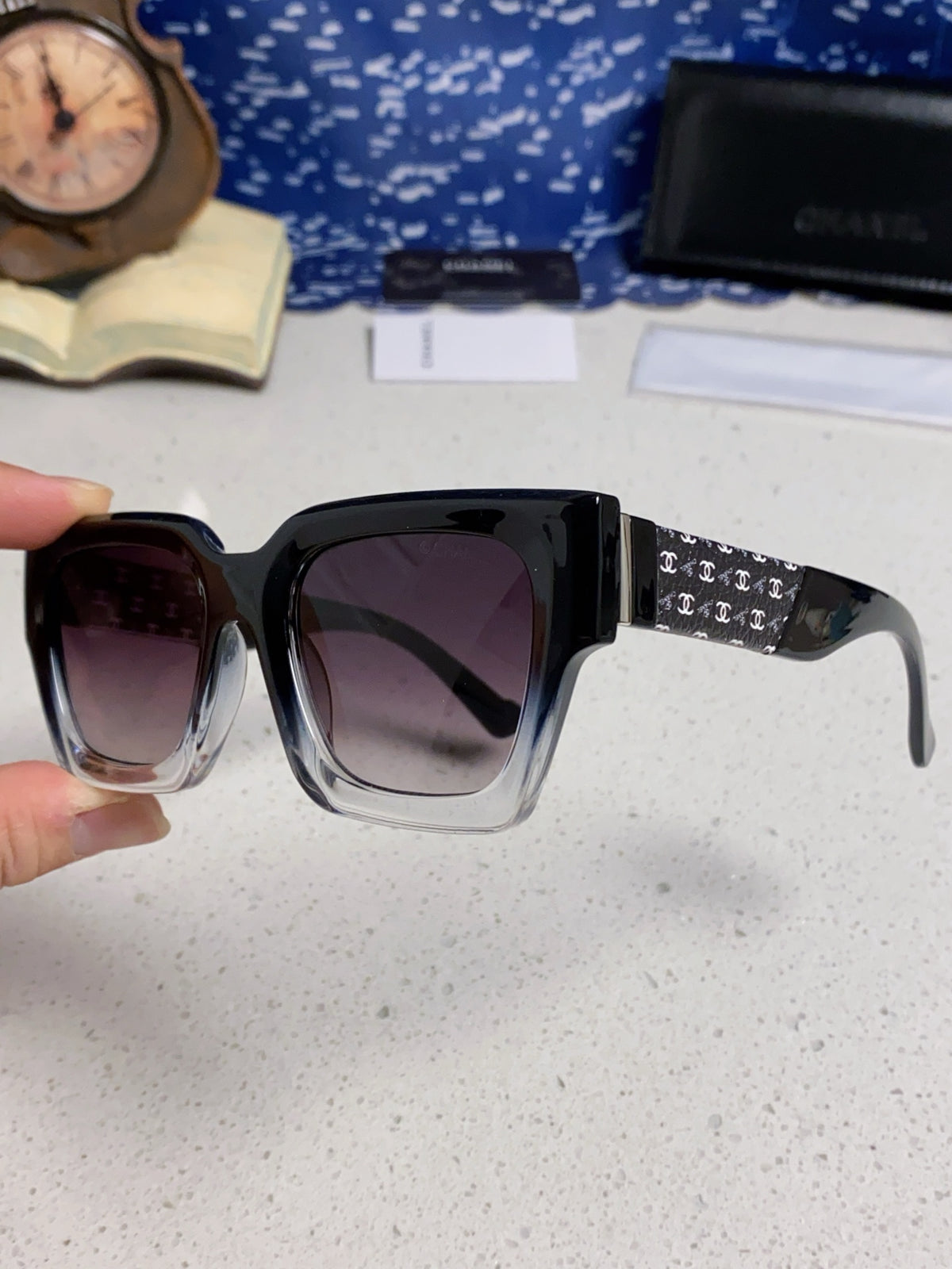Chanel Polarized Square Silver Lens Sunglasses for Women - 158342 - detail image 6