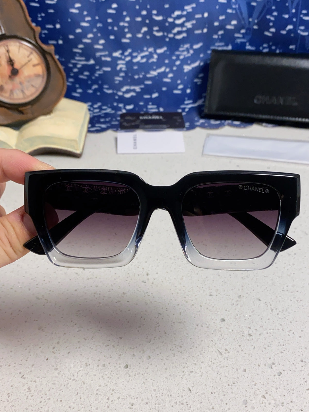 Chanel Polarized Square Silver Lens Sunglasses for Women - 158342 - detail image 4