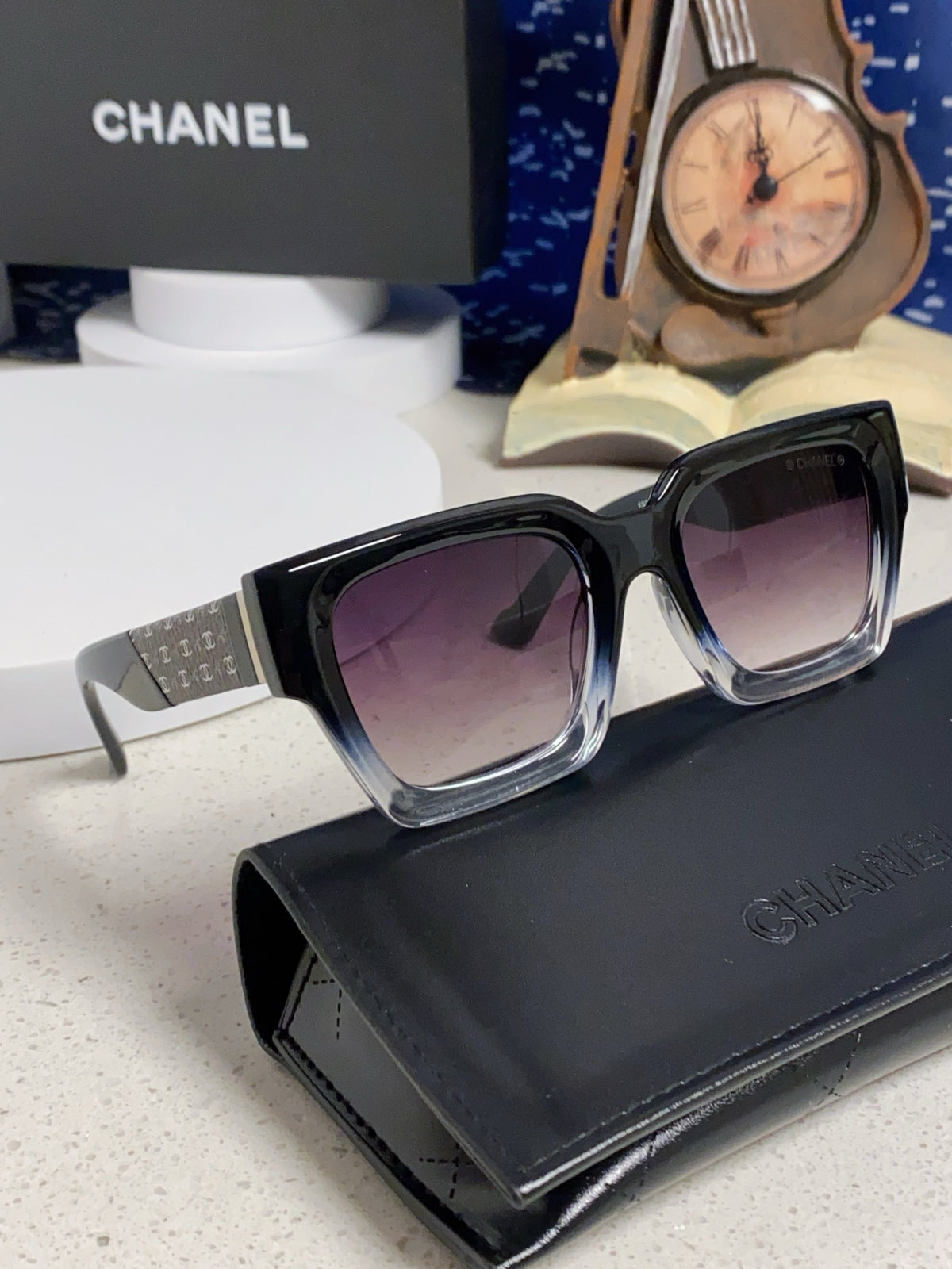 Chanel Polarized Square Silver Lens Sunglasses for Women - 158342 - detail image 10