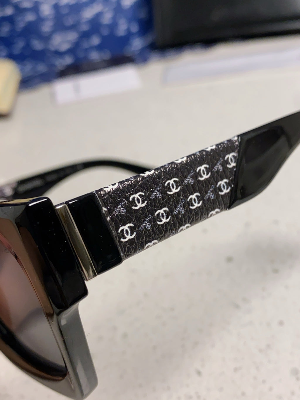 Chanel Polarized Square Gray Lens Sunglasses for Women - 158345 - detail image 7