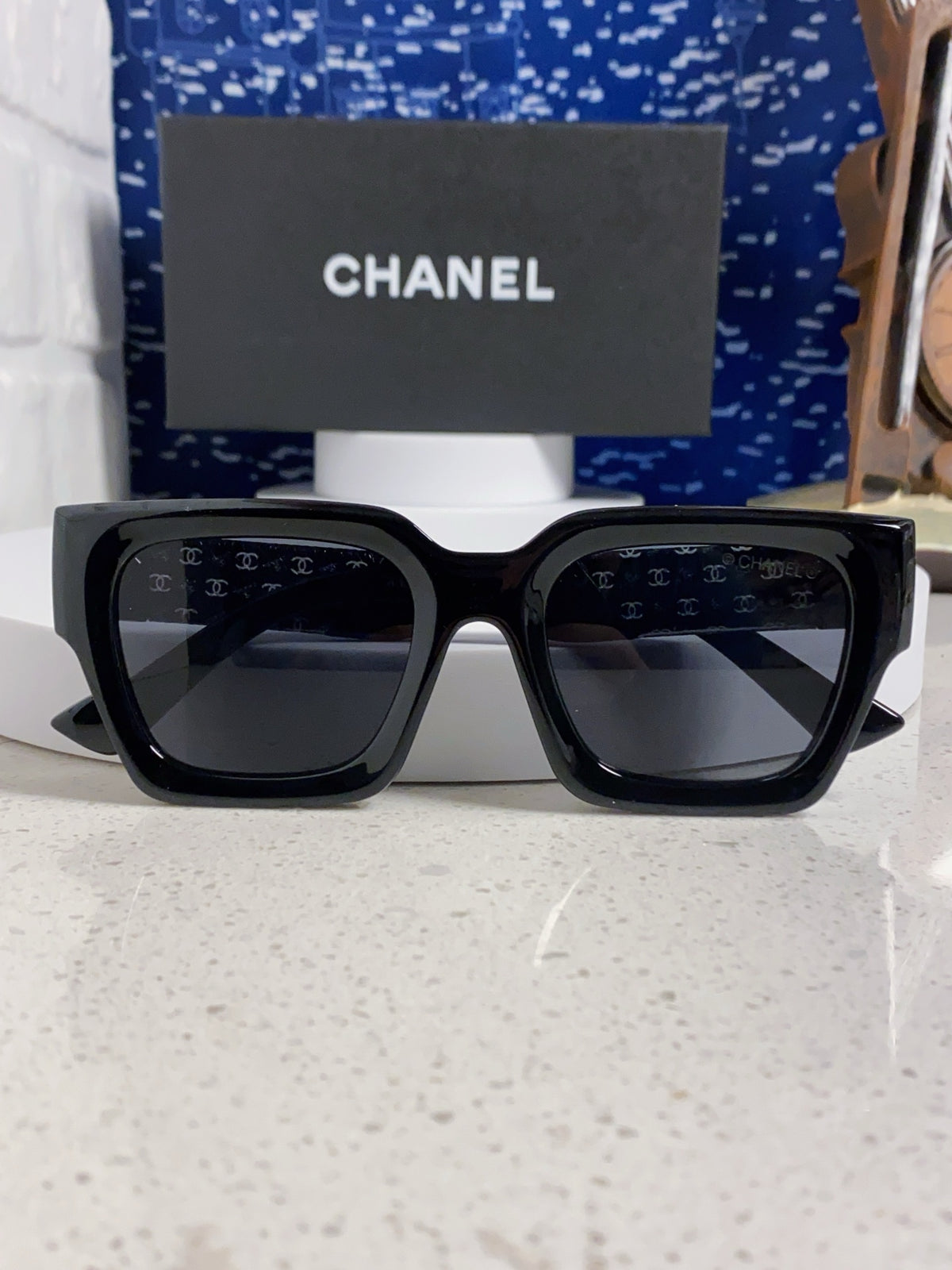 Chanel Polarized Square Gray Lens Sunglasses for Women - 158345 - detail image 9