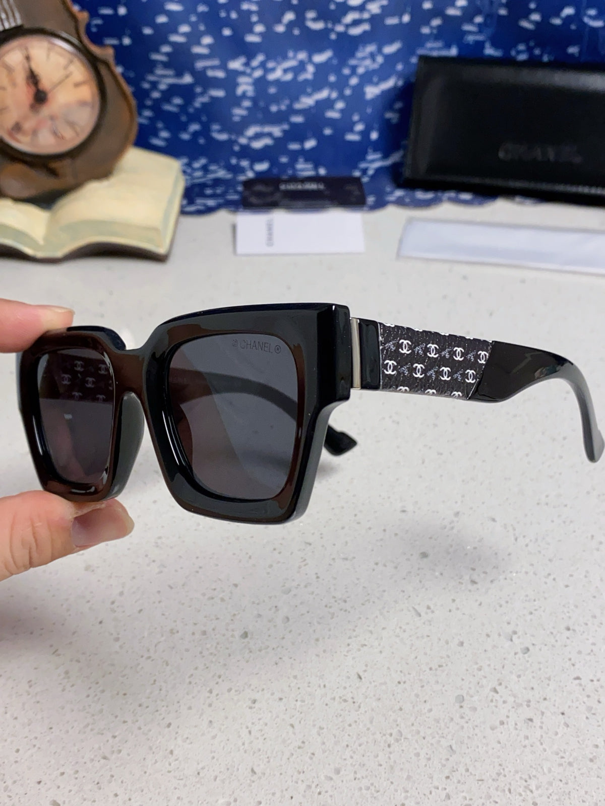 Chanel Polarized Square Gray Lens Sunglasses for Women - 398499 - detail image 6