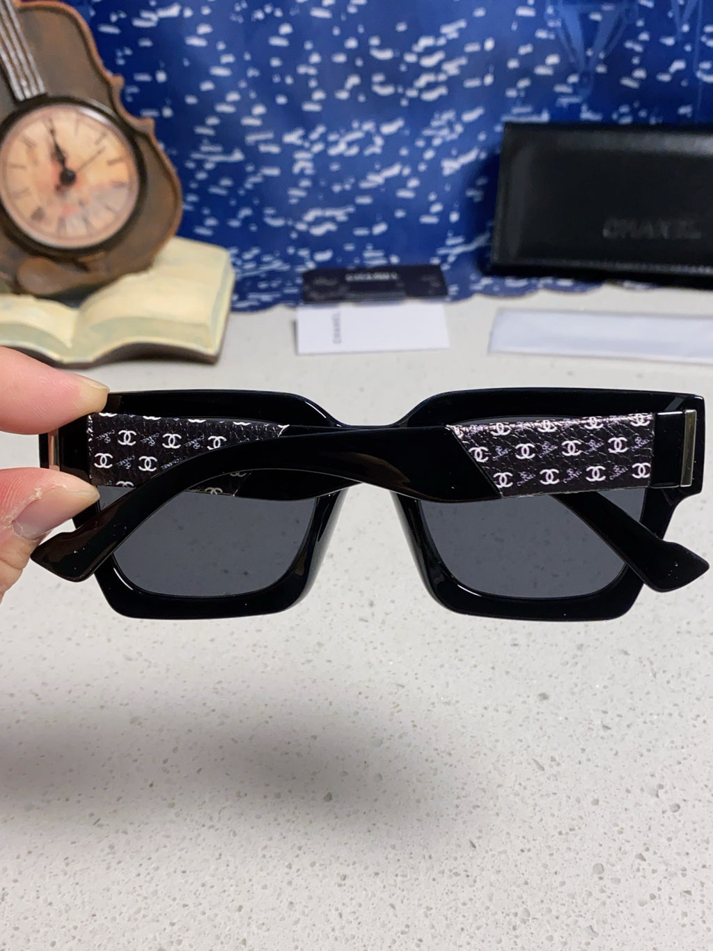 Chanel Polarized Square Gray Lens Sunglasses for Women - 158345 - detail image 5