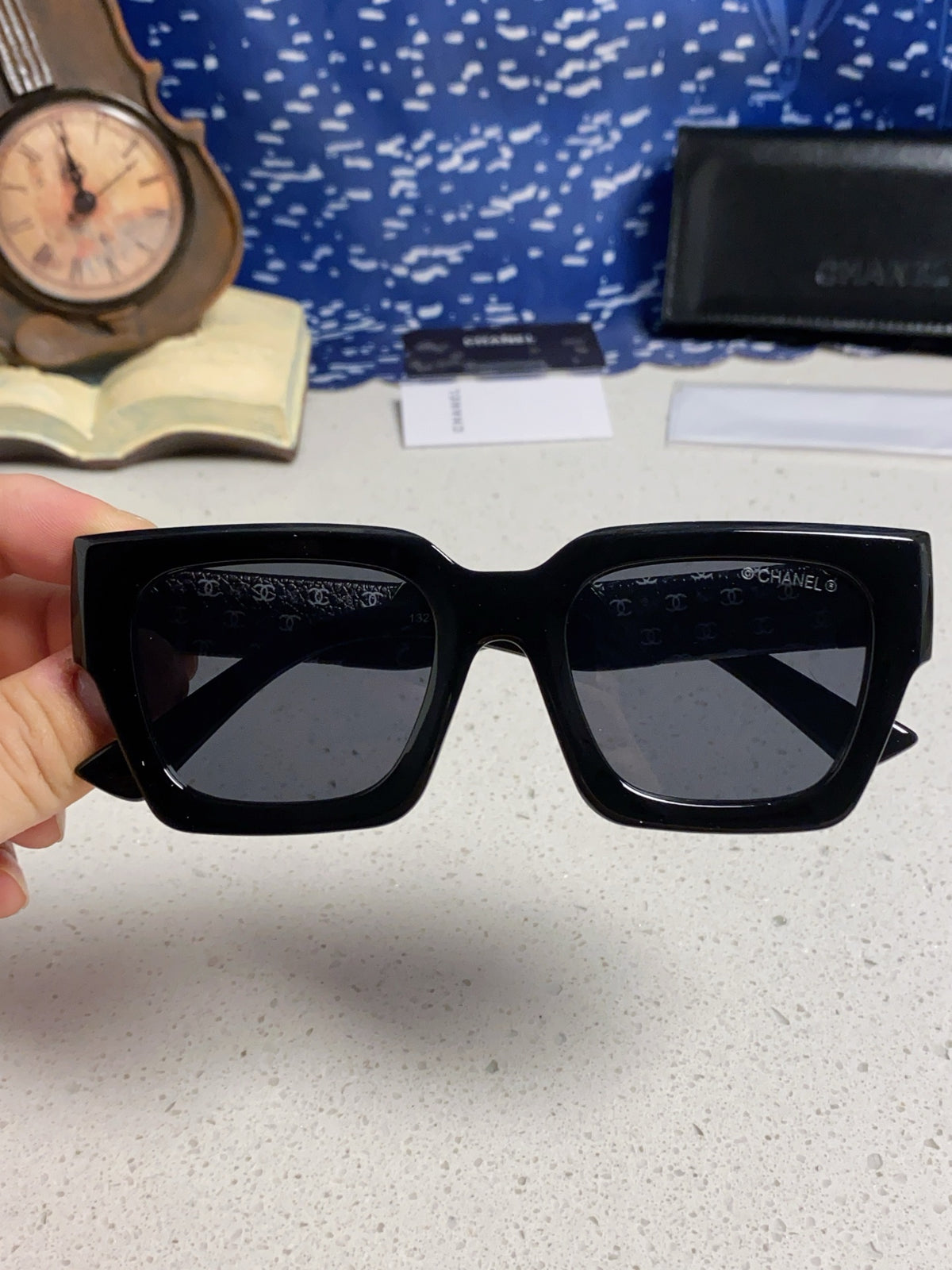 Chanel Polarized Square Gray Lens Sunglasses for Women - 398499 - detail image 4