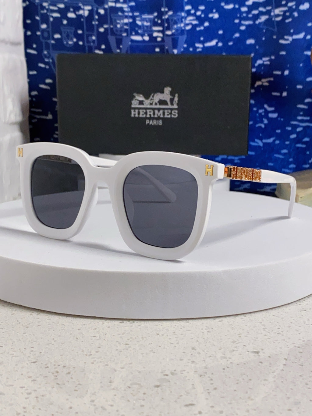 Hermès Metal Square Silver Lens Sunglasses for Men & Women - 399452