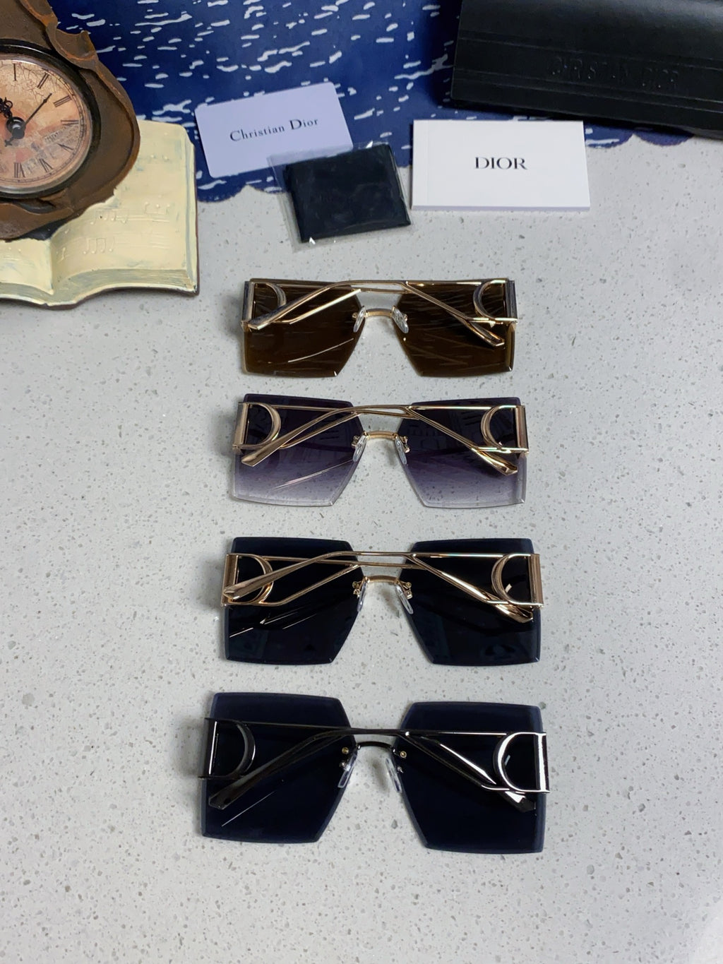 Dior 30MONTAIGNE Lightweight Rimless Blue Lens Sunglasses for Men & Women - detail image 11