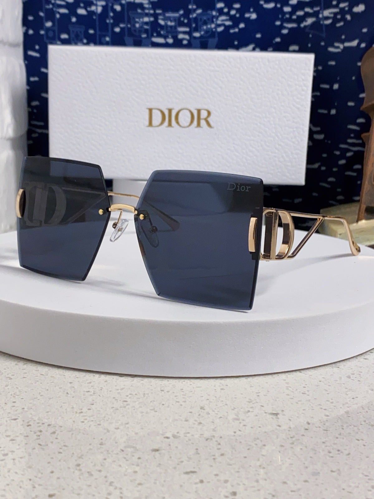 Dior 30MONTAIGNE Lightweight Rimless Blue Lens Sunglasses for Men & Women
