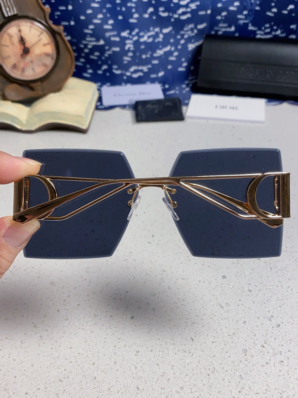 Dior 30MONTAIGNE Lightweight Rimless Blue Lens Sunglasses for Men & Women - detail image 5