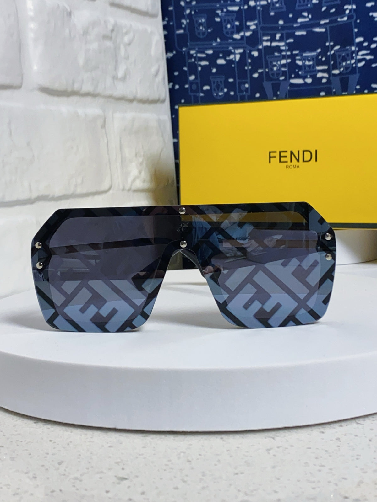 Fendi Lightweight Rimless Blue Lens Sunglasses for Men & Women - detail image 2